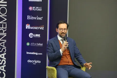 Antonio Di Giorgio durante il suo intervento a Casa Sanremo Invest 2026.
